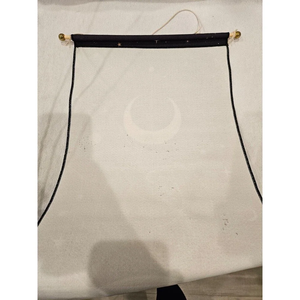 Celestial Moon Phase Wall Hanging Decor Tapestry cream and black